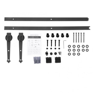 6FT Sliding Barn Door Hardware Roller Track Rail Kit Set for Closet Cabinet  Carbon steel + POM Sliding Hardware Roller Kit