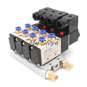 4V210-08 DC12V DC24V AC110V AC220V Single Head 2 Position 5 Way 4 Pneumatic Solenoid Valve with Base Fitting