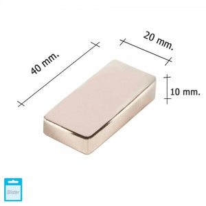 Iman Wolfpack Rectangular Neodymium Magnet 40x20x10mm. (Blister 1 Piece)